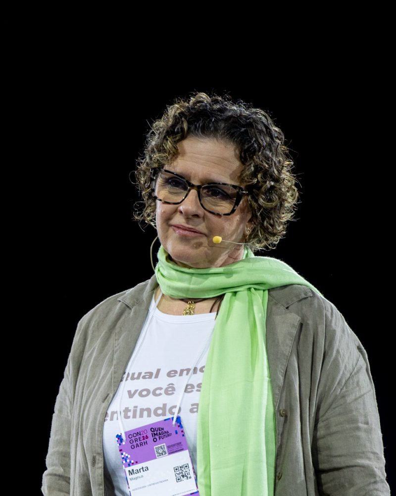 Marta Magnus durante a entrevista no palco principal